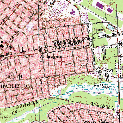 Topographic Map of Charleston Farms, SC