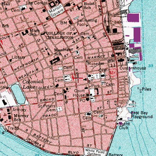 Topographic Map of Charleston Library, SC