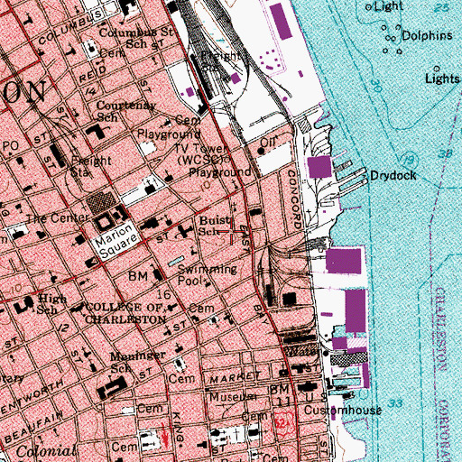 Topographic Map of Charleston Municipal Auditorium, SC