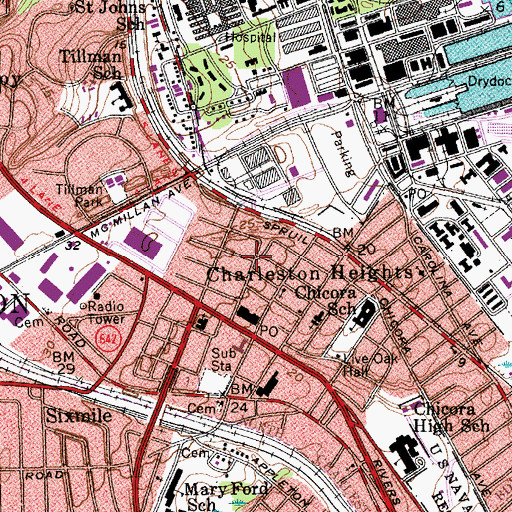Topographic Map of Cherokee Place, SC