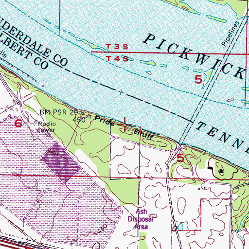 Topographic Map of Pride Bluff, AL