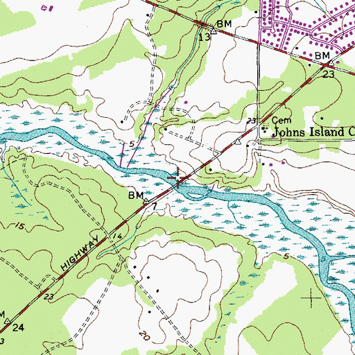 Topographic Map of Church Bridge, SC