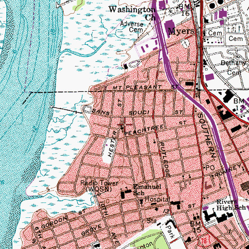 Topographic Map of Church of Christ, SC