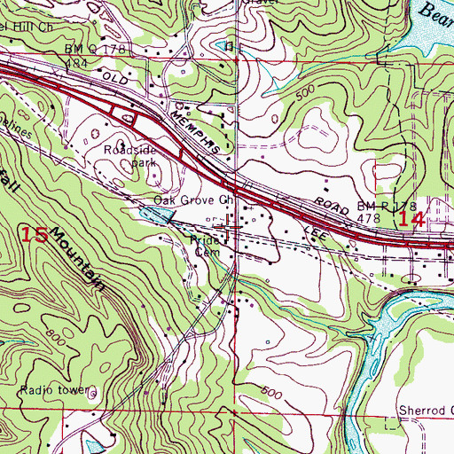 Topographic Map of Pride Cemetery, AL
