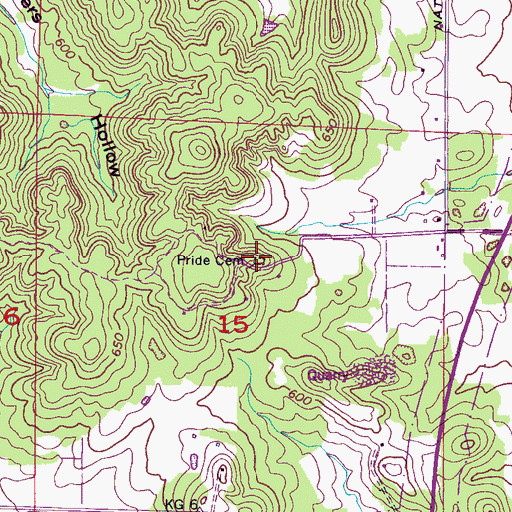 Topographic Map of Pride Cemetery, AL