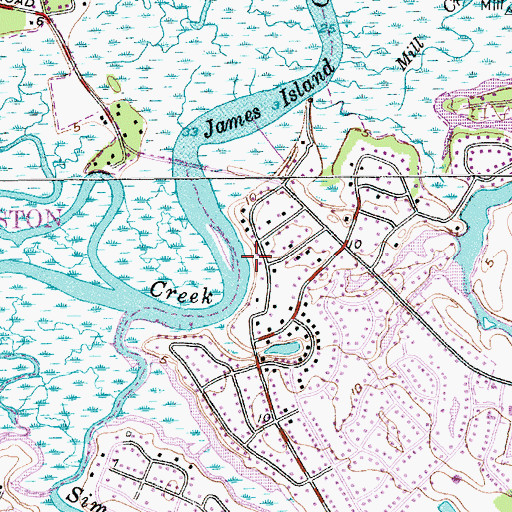 Topographic Map of Dills Bluff, SC
