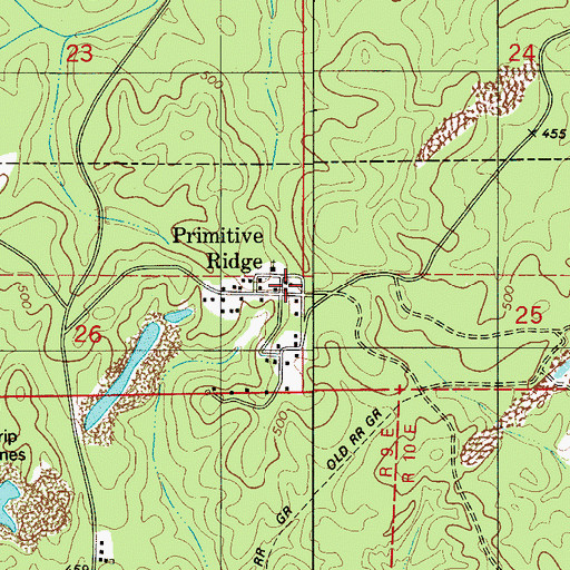 Topographic Map of Primitive Ridge, AL