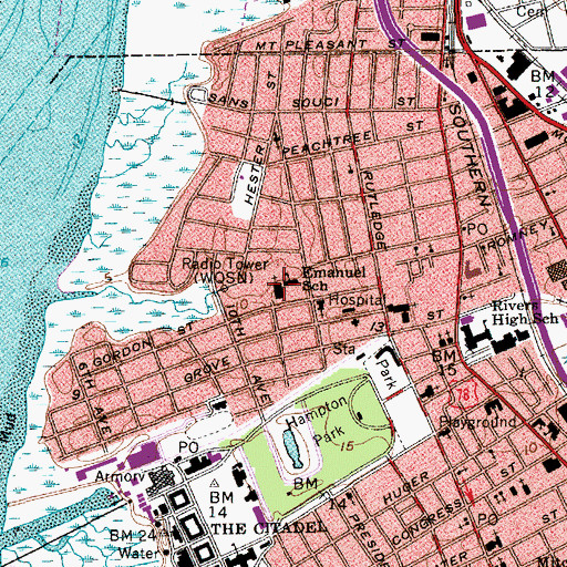 Topographic Map of Emanuel Synagogue, SC