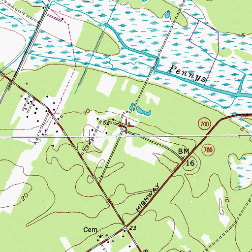 Topographic Map of Fenwick Hall, SC