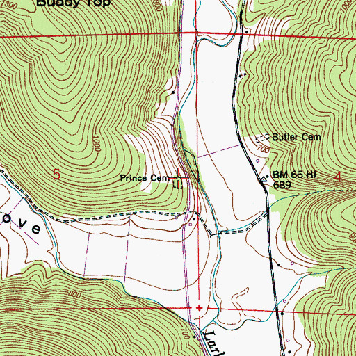 Topographic Map of Prince Cemetery, AL