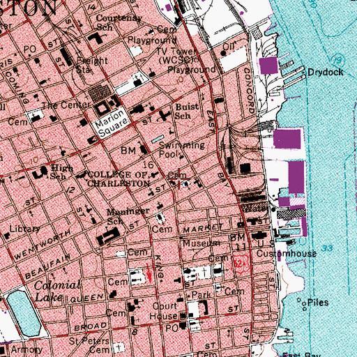 Topographic Map of City of Charleston Fire Department Station 1, SC
