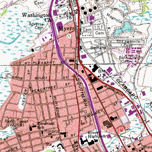 Topographic Map of First Assembly of God Church, SC