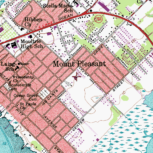 Topographic Map of First Baptist Church of Mount Pleasant, SC