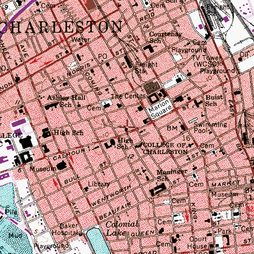 Topographic Map of First Christian Church, SC