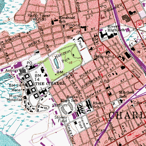 Topographic Map of First Church of Christ Scientist, SC
