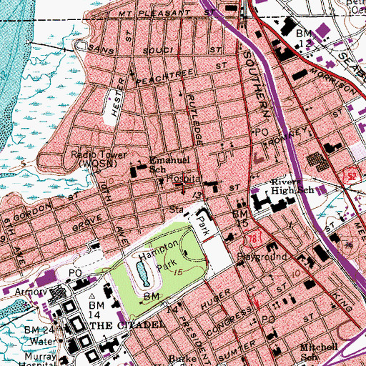 Topographic Map of Florence Crittenton Hospital, SC