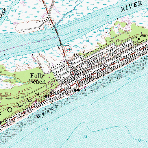Topographic Map of Folly Beach Town Hall, SC