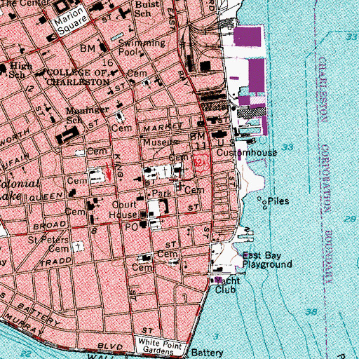 Topographic Map of French Protestant Huguenot Church, SC