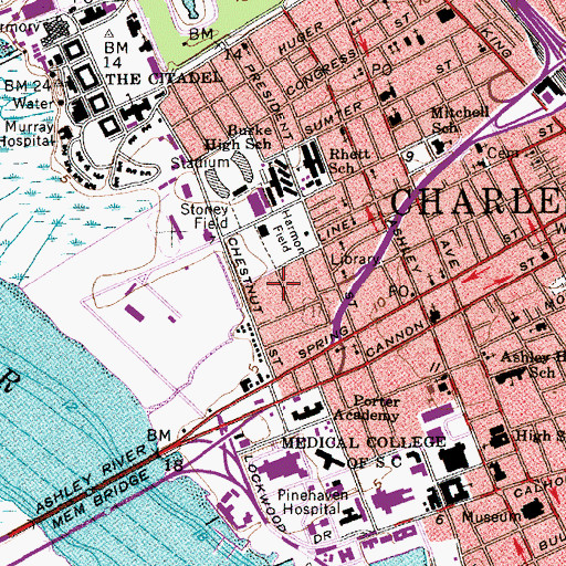 Topographic Map of Gadsden Green Homes, SC
