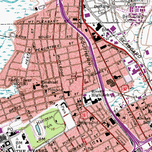 Topographic Map of Gethsemene Baptist Church, SC