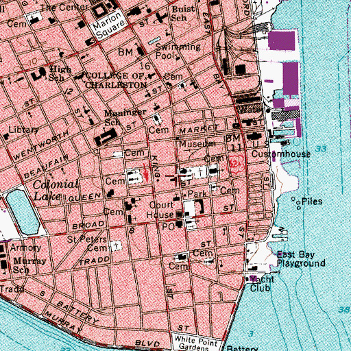 Topographic Map of Gibbes Memorial Art Gallery, SC