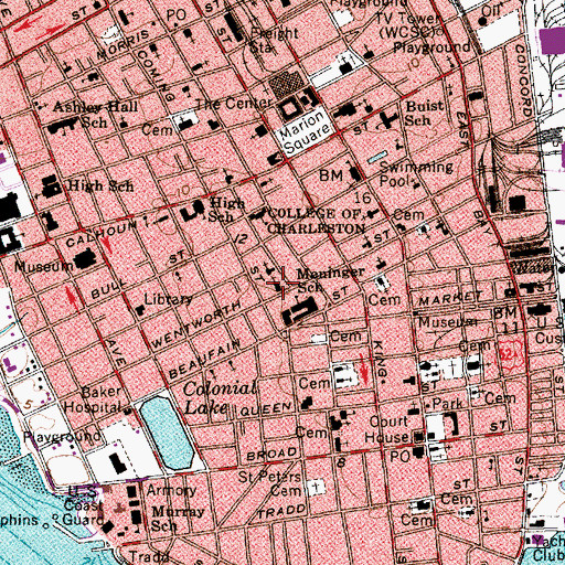 Topographic Map of Grace Episcopal Church, SC