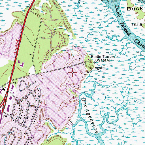 Topographic Map of Grove Creek Village, SC