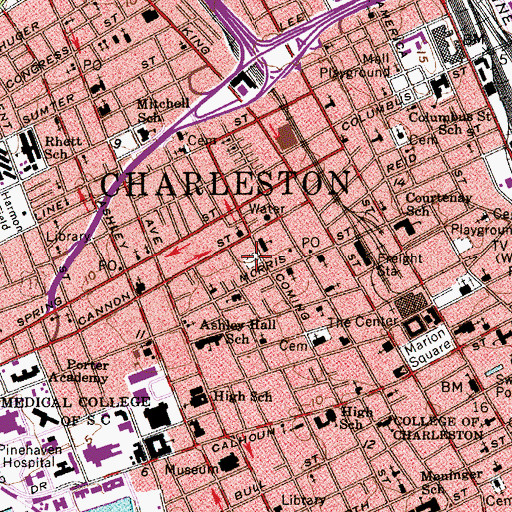 Topographic Map of Hebrew Cemetery, SC