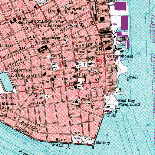 Topographic Map of Hibernian Hall, SC