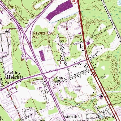 Topographic Map of Hillsdale Park, SC