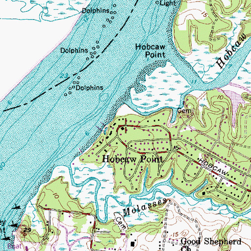 Topographic Map of Hobcaw Plantation (historical), SC