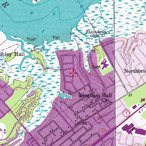 Topographic Map of Huntington Woods, SC