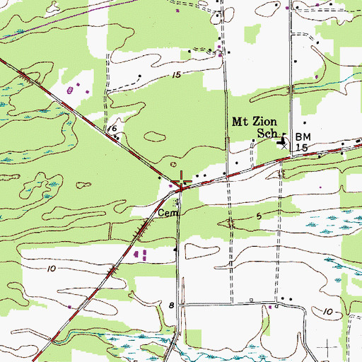 Topographic Map of Huskum Corner Cross Roads, SC