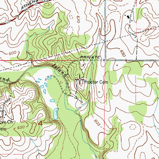 Topographic Map of Proctor Cemetery, AL