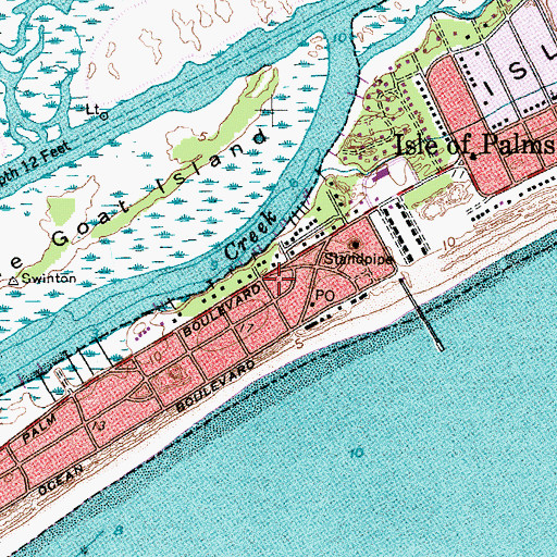 Topographic Map of Isle of Palms Post Office, SC