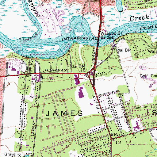 Topographic Map of James Island Shopping Center, SC