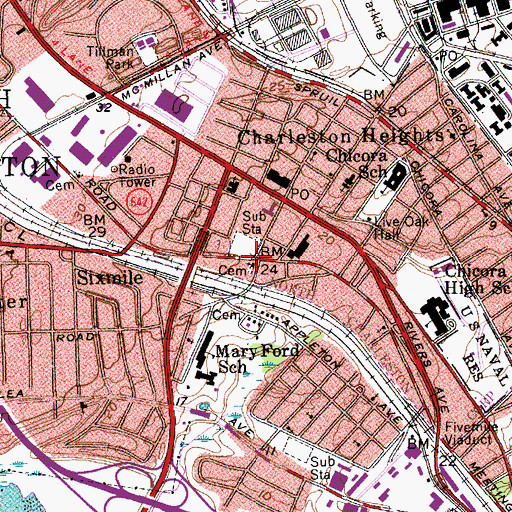 Topographic Map of Jerusalem Baptist Church, SC