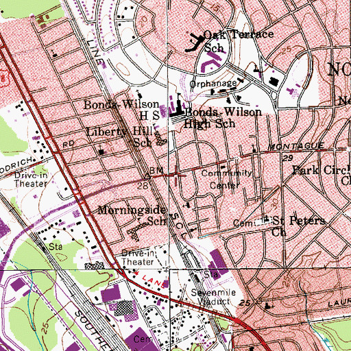 Topographic Map of Liberty Hill Park, SC