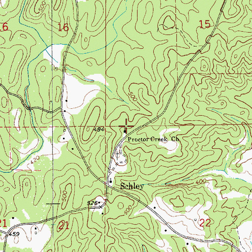 Topographic Map of Proctor Creek Church, AL