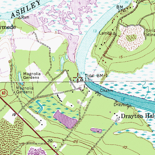 Topographic Map of Magnolia-on-the-Ashley, SC