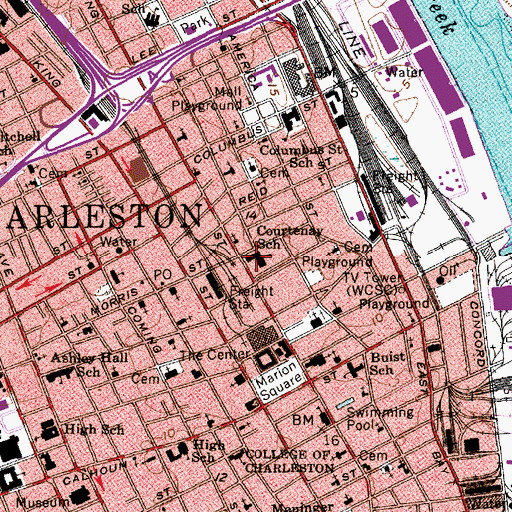 Topographic Map of Meeting Street Free School (historical), SC