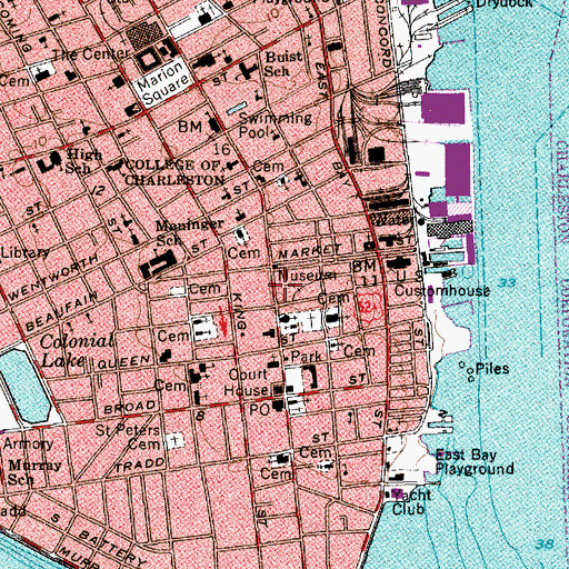 Topographic Map of Meeting Street Theater (historical), SC
