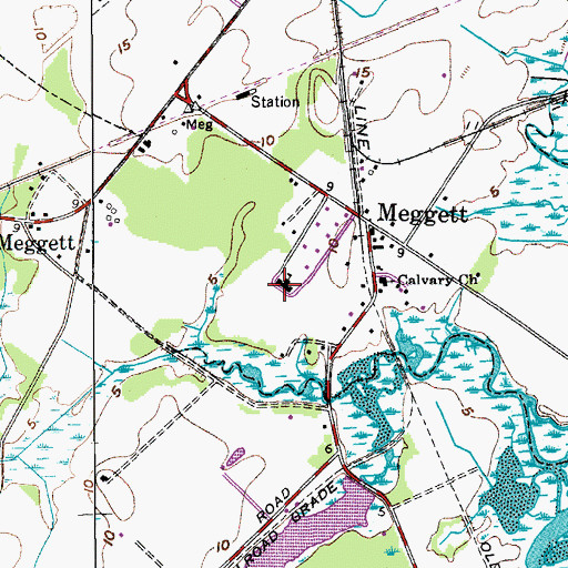 Topographic Map of Meggett School, SC