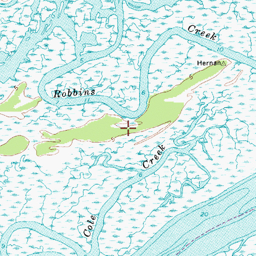 Topographic Map of Middle Coles Island, SC