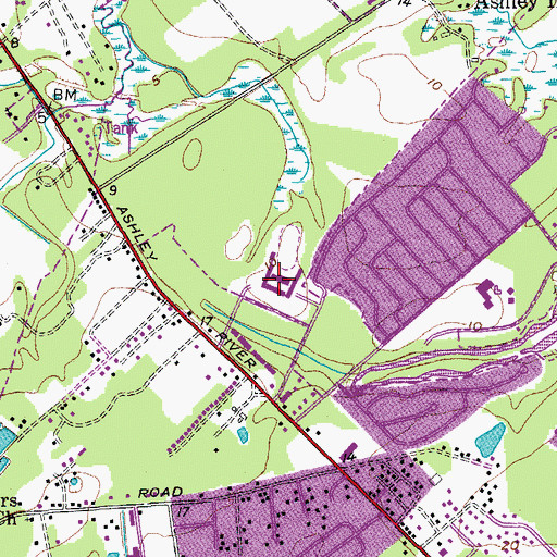 Topographic Map of Middleton High School, SC