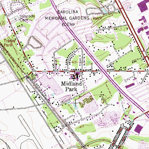 Topographic Map of Midland Park Church, SC