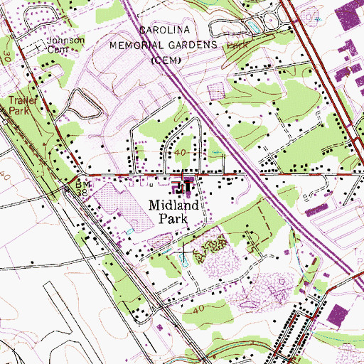 Topographic Map of Midland Park Elementary School, SC