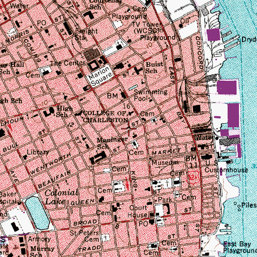 Topographic Map of Military Hall, SC