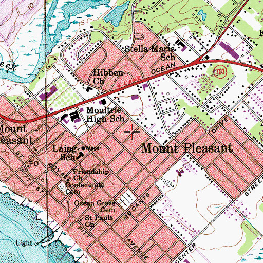 Topographic Map of Moultrie Heights, SC