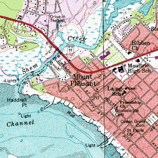 Topographic Map of Mount Pleasant Presbyterian Church, SC